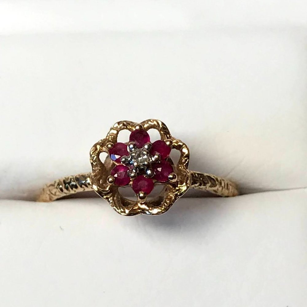 10k Gold, Ruby and Diamond Ring (size 7)